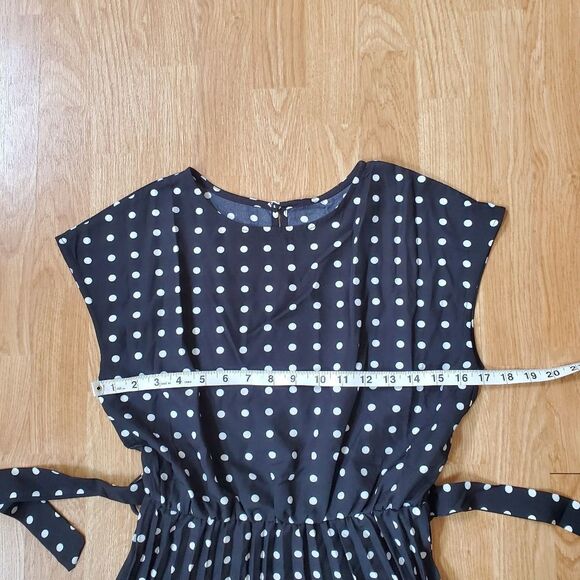 Yokodea Polka-Dot Pleated Midi Dress sz Med - Picture 7 of 11